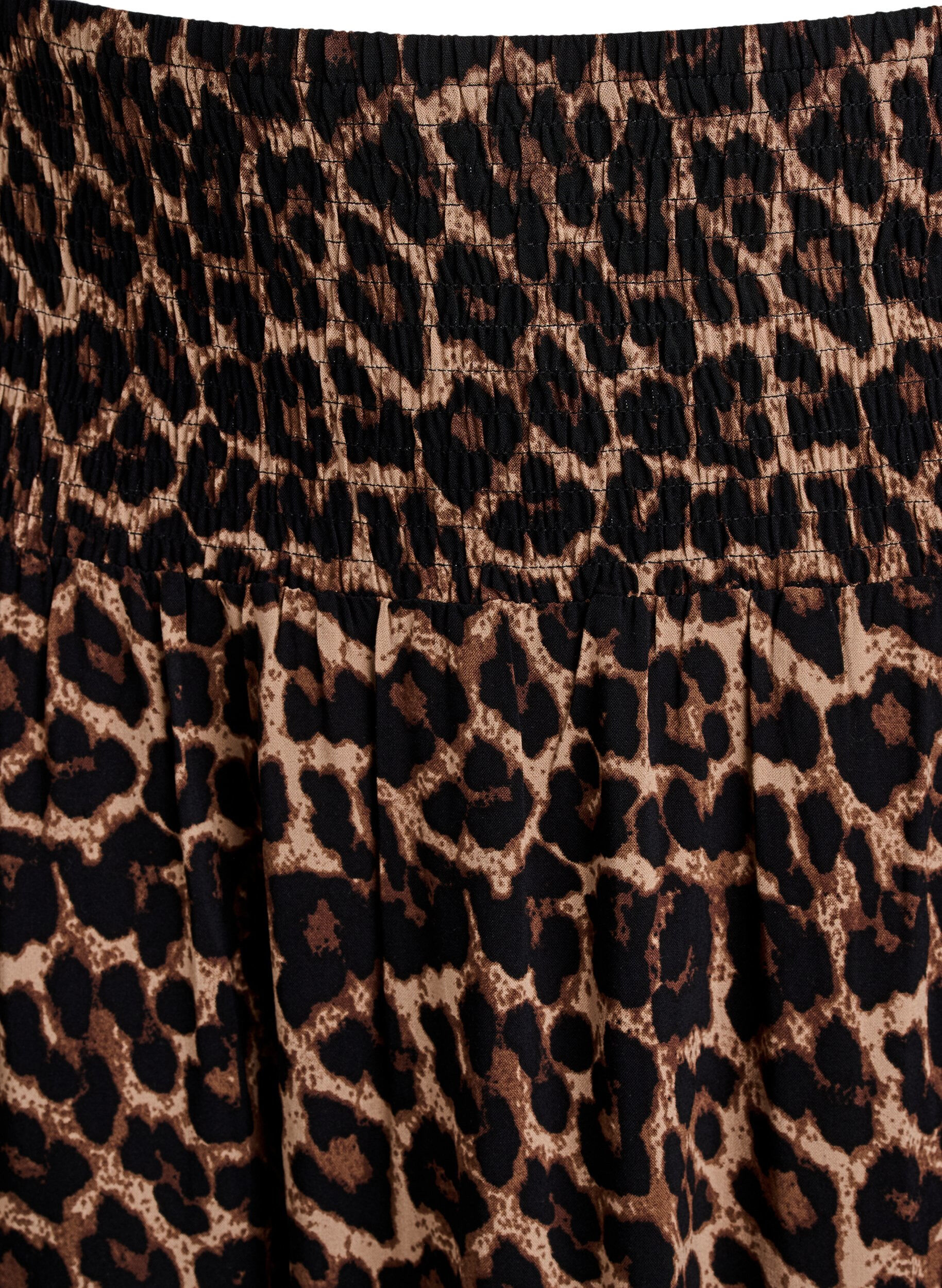 Zizzi Jupe longue en viscose avec smocks, Marron, Packshot image number 2