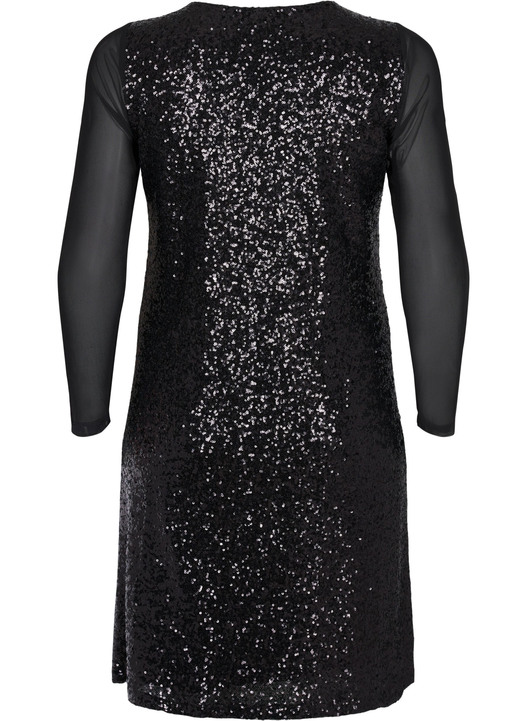 Zizzi Robe &agrave; paillettes &agrave; manches longues, Black, Packshot image number 1