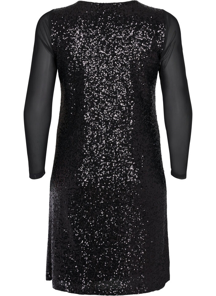 Robe à paillettes à manches longues, Black, Packshot image number 1