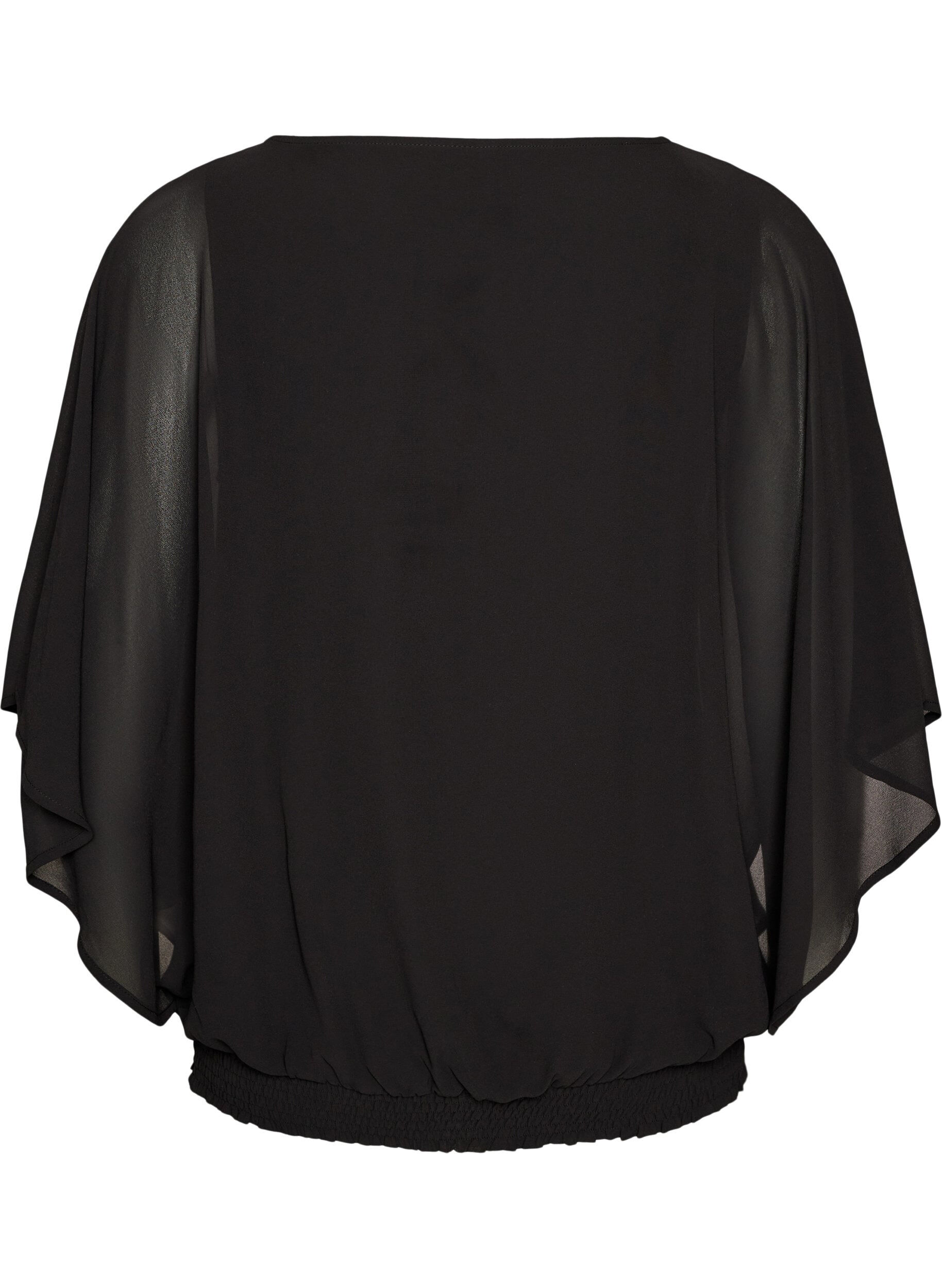ZizziBlouse en mousseline avec effet ballon, Noir, Packshot image number 1