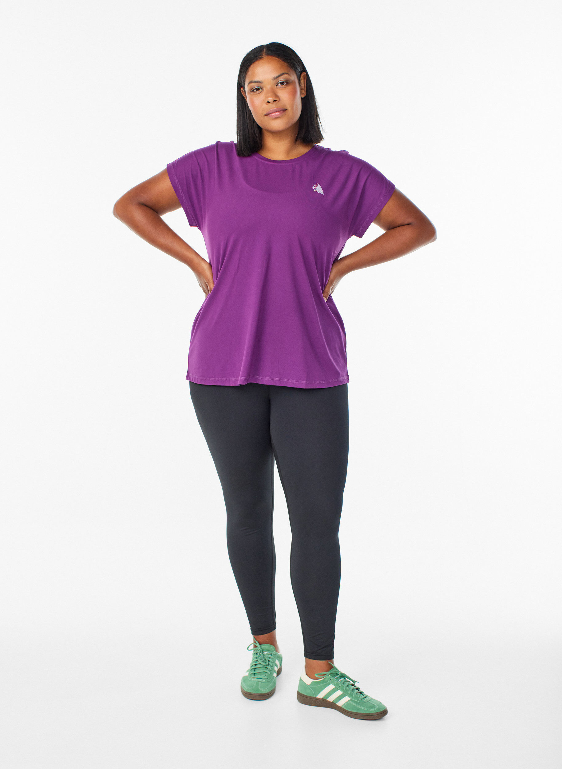 Zizzi T-shirt de sport couleur unie, Violet, Model image number 1