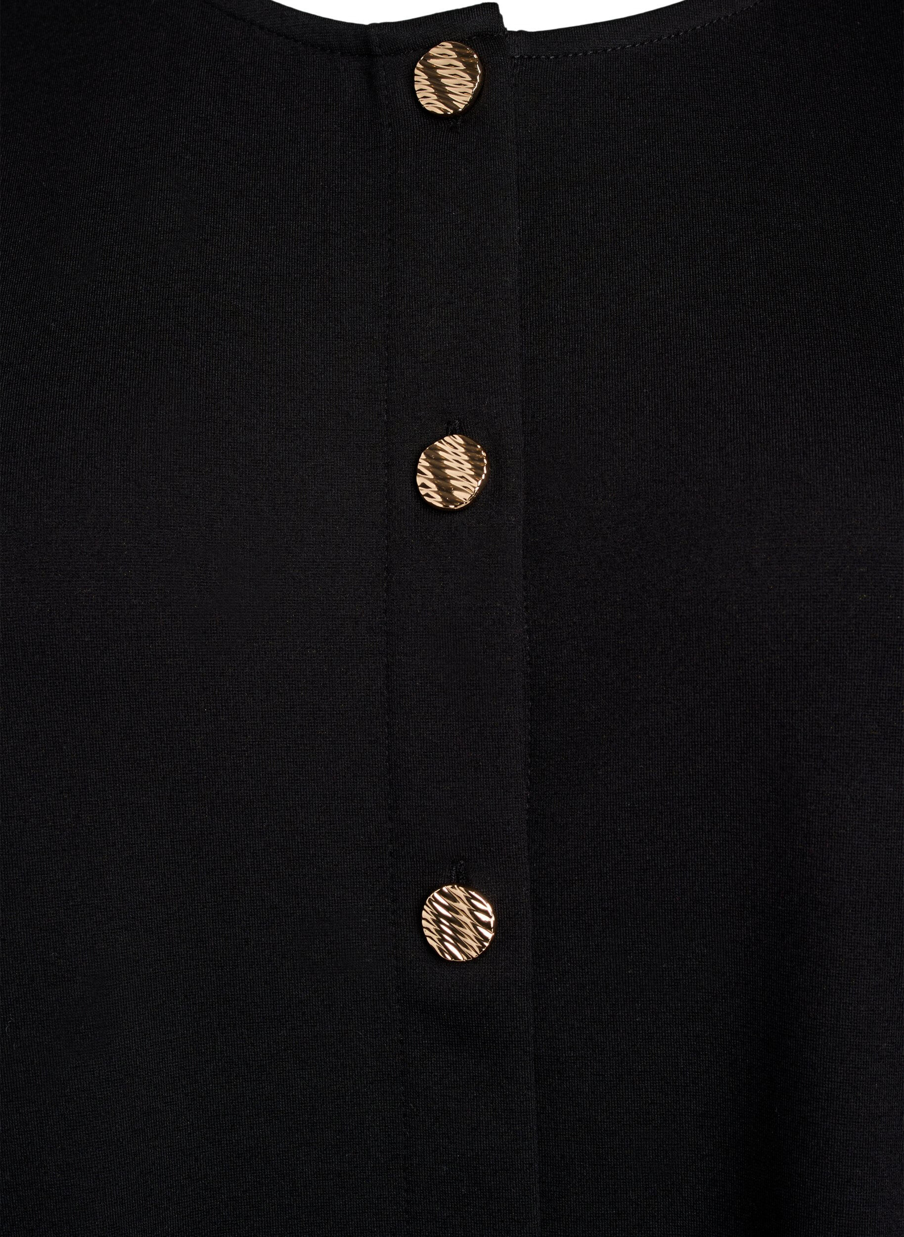 Zizzi Cardigan avec boutons d&eacute;coratifs et manches longues, Black, Packshot image number 2