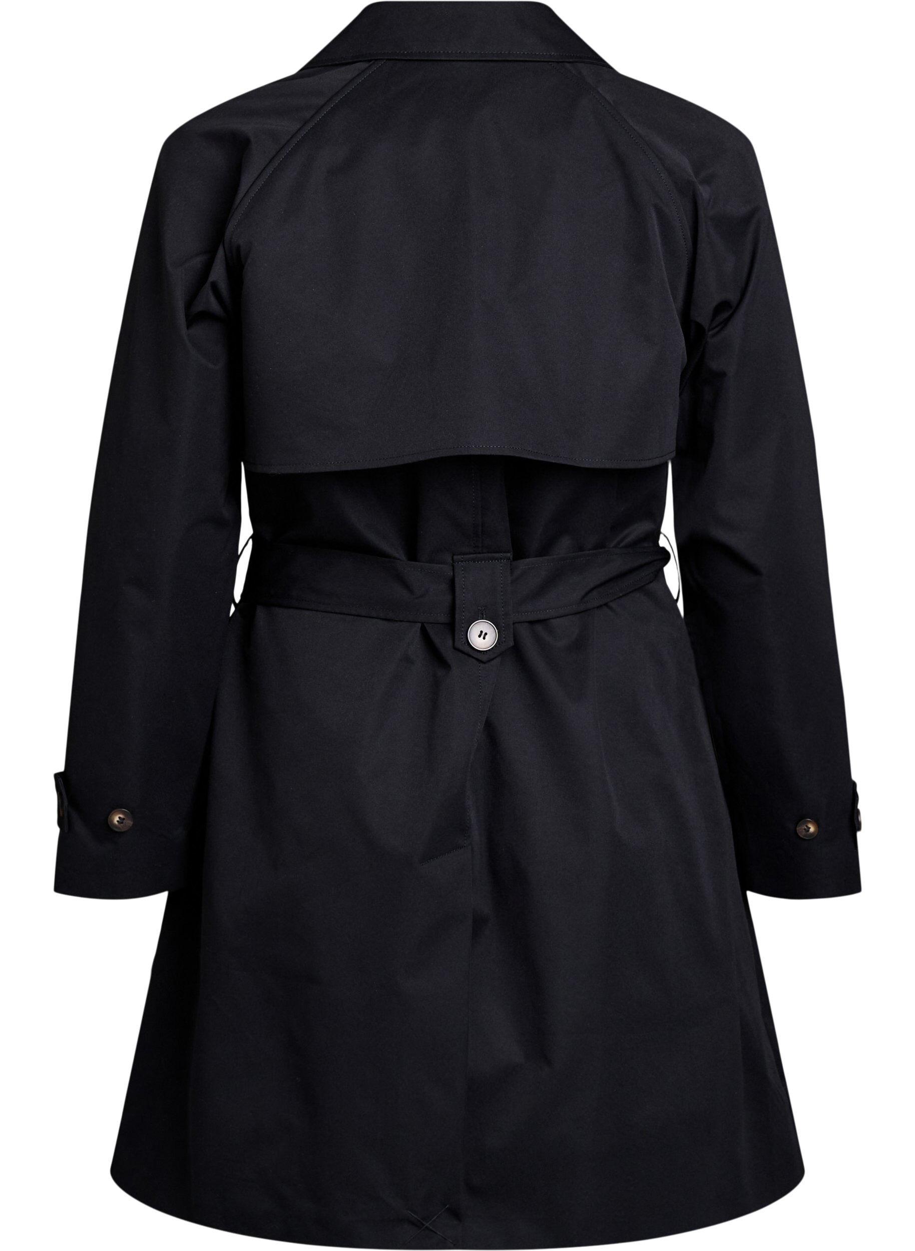 Zizzi Trench-coat mi-long avec ceinture, Black, Packshot image number 1