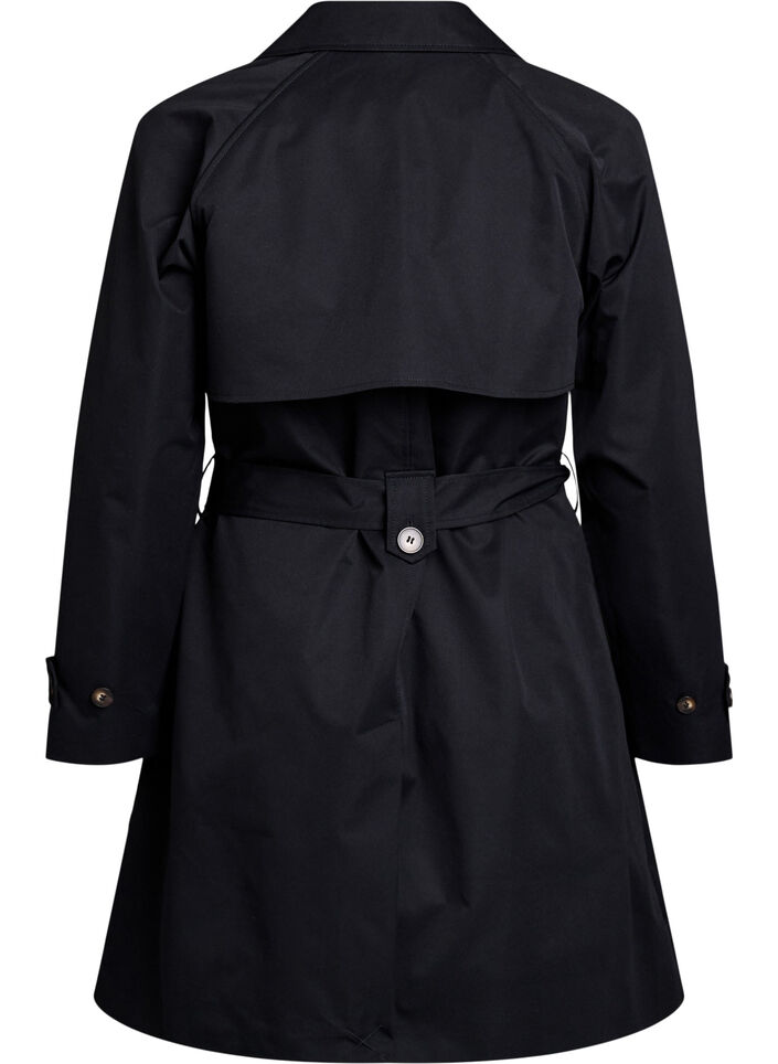 Trench-coat mi-long avec ceinture, Black, Packshot image number 1