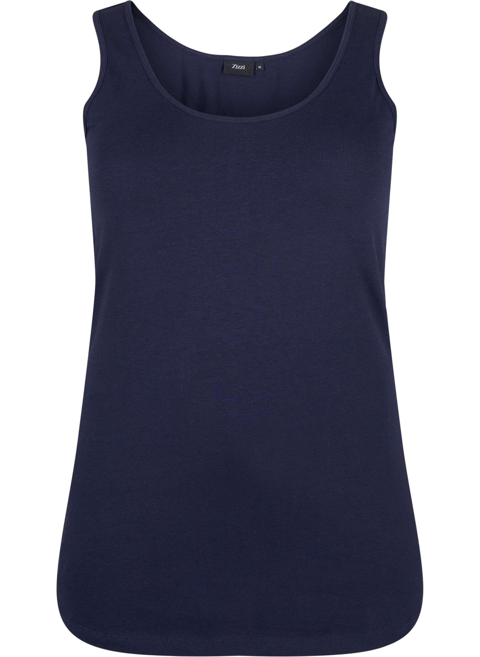 ZizziTop basique de couleur unie en coton, Bleu, Packshot image number 0