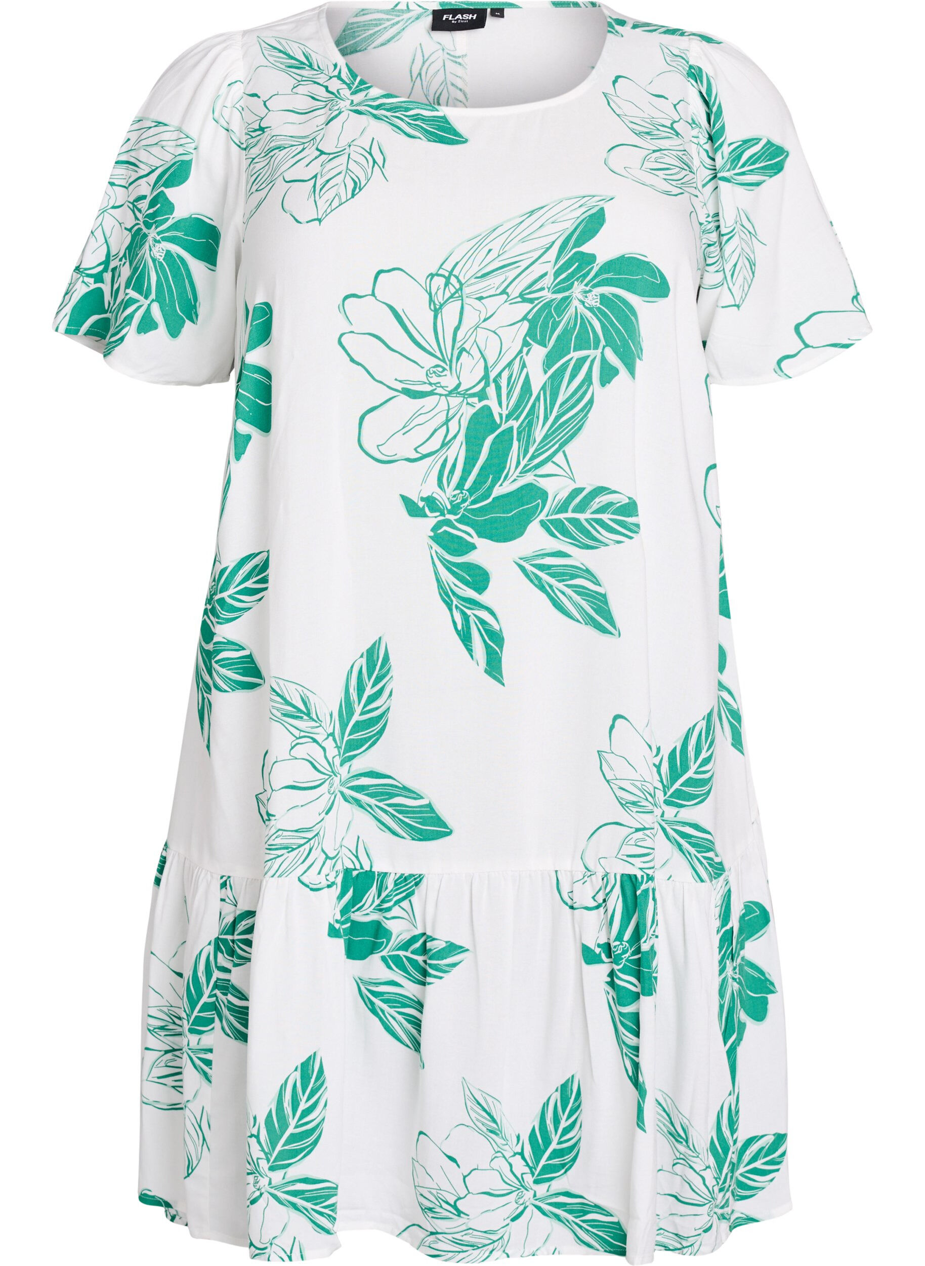 Zizzi Robe en viscose avec d&eacute;coupe, Vert, Packshot image number 0