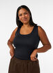 Top Basic ajust&eacute; en tissu lisse, Noir, Model image number 0