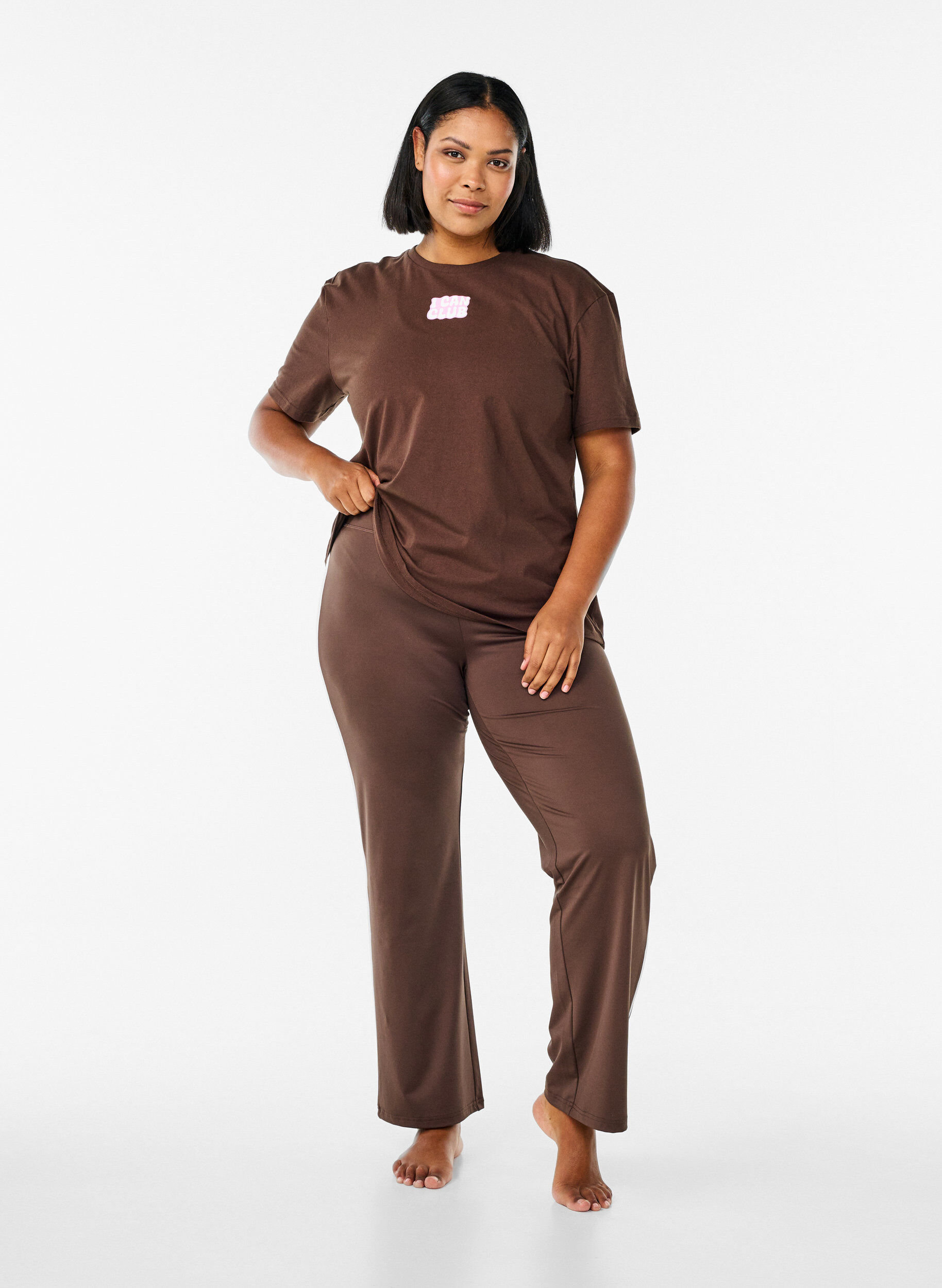 Zizzi T-shirt sportif en coton biologique, Marron, Model image number 1