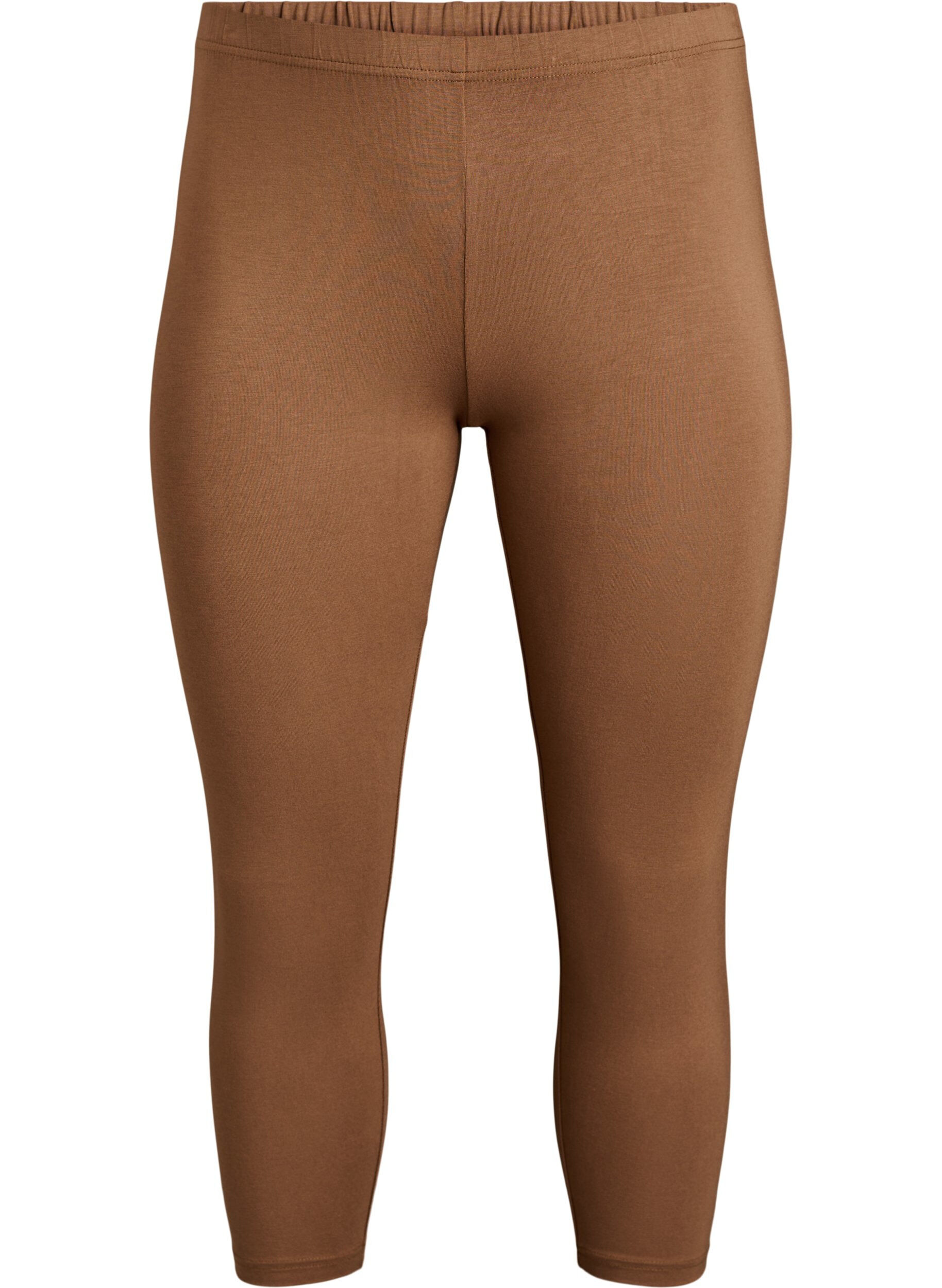 Zizzi Leggings basiques longueur 3/4 en viscose, Marron, Packshot image number 0