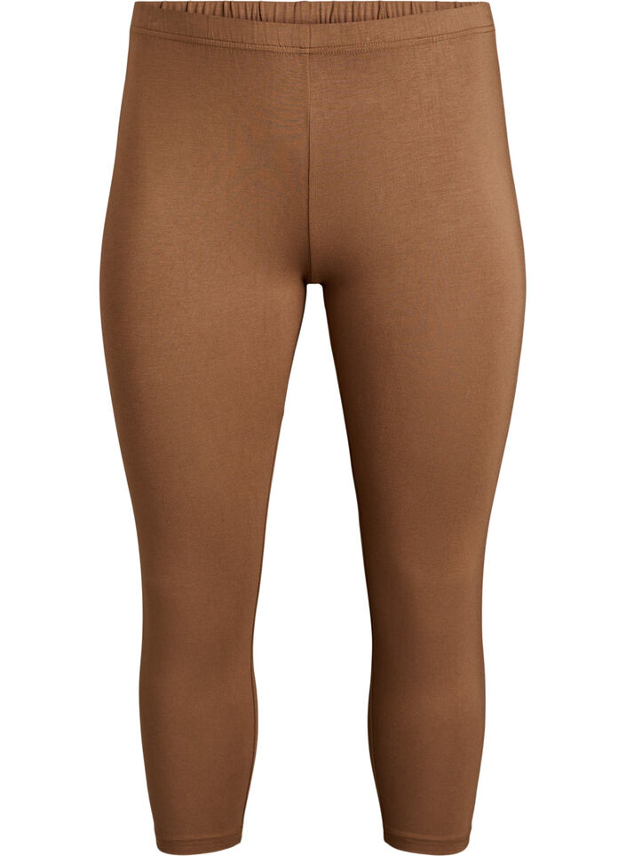 Leggings basiques longueur 3/4 en viscose, Marron, Packshot image number 0