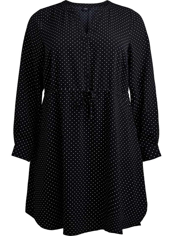 Robe mi-longue avec ceinture à nouer, Noir, Packshot image number 0