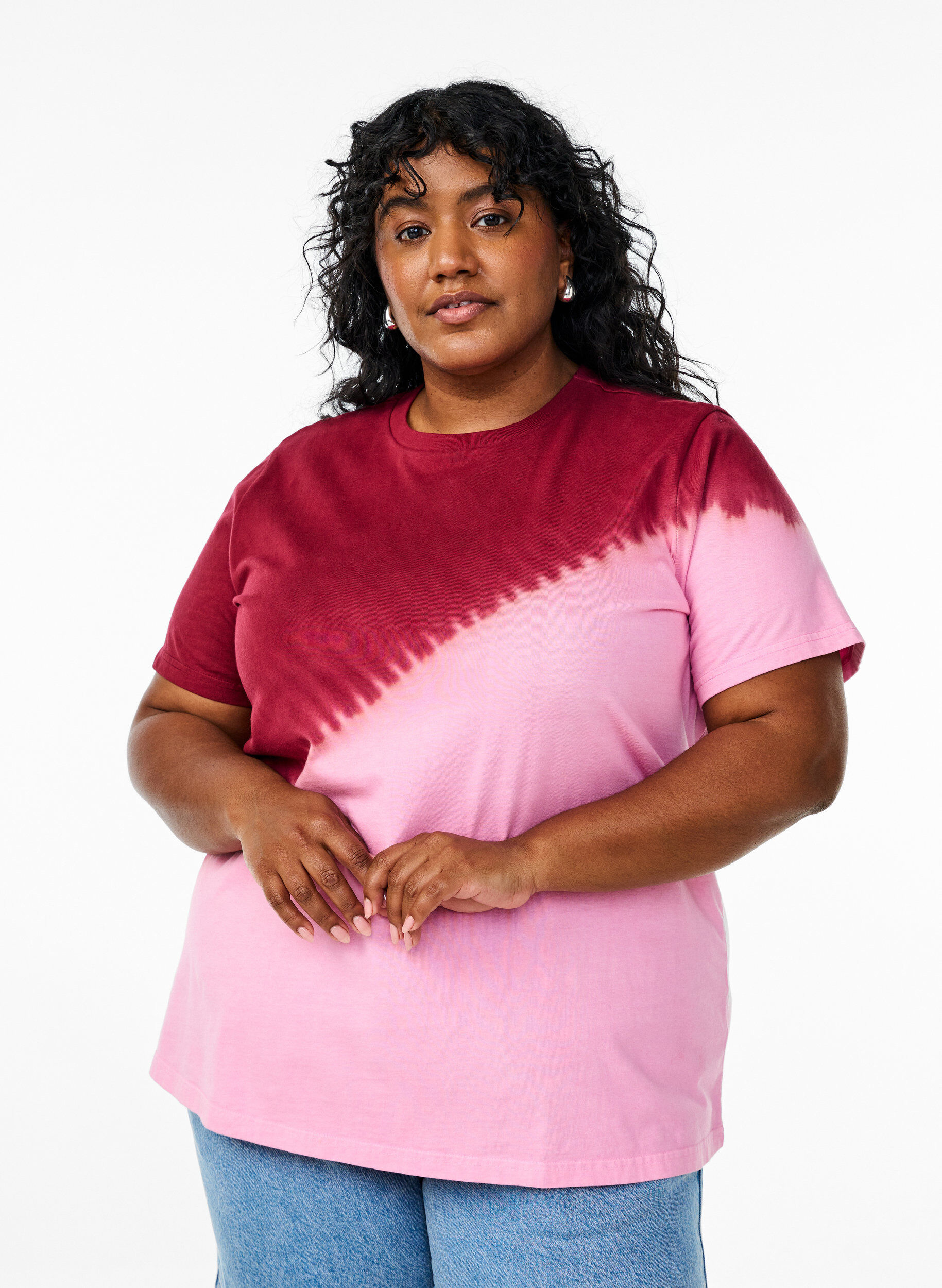 T-shirt dip-dye en coton biologique, Rouge, Model