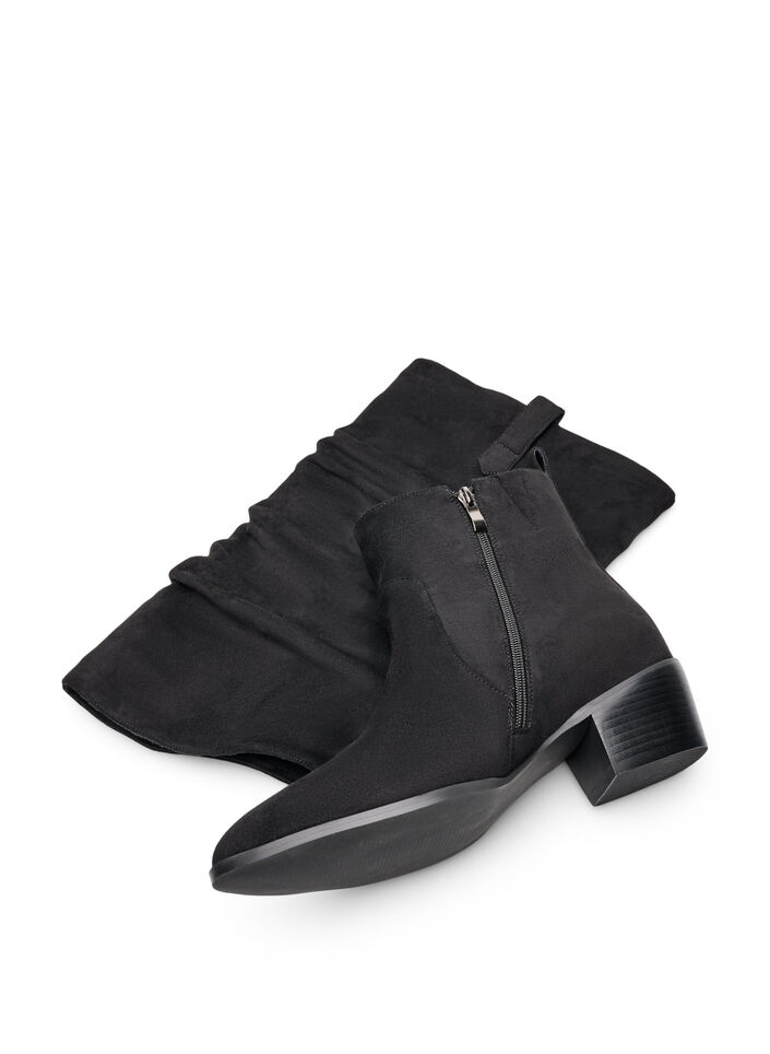 Botte haute en su&eacute;dine avec tige amovible, Noir, Packshot image number 2