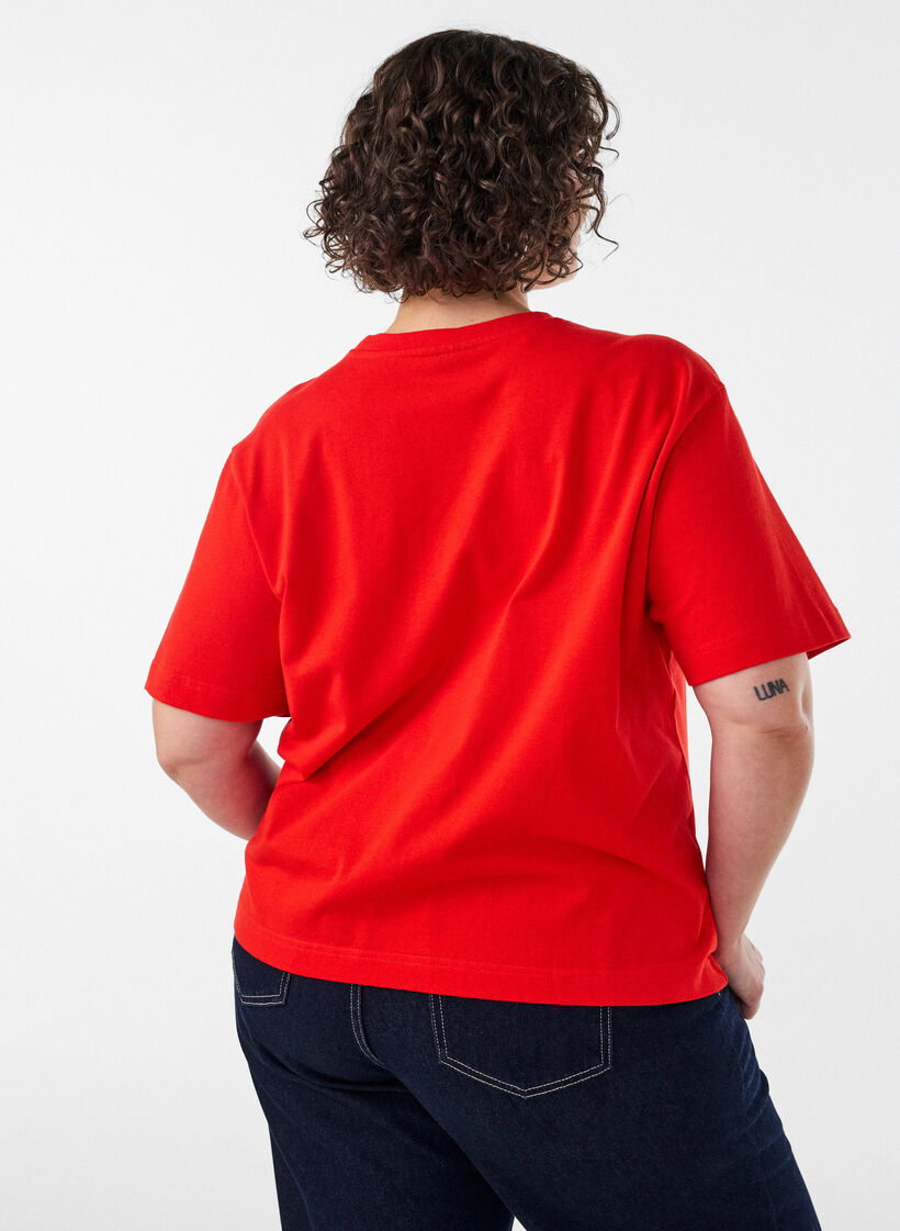T-shirt coupe boxy en coton, 0942, Model image number 2