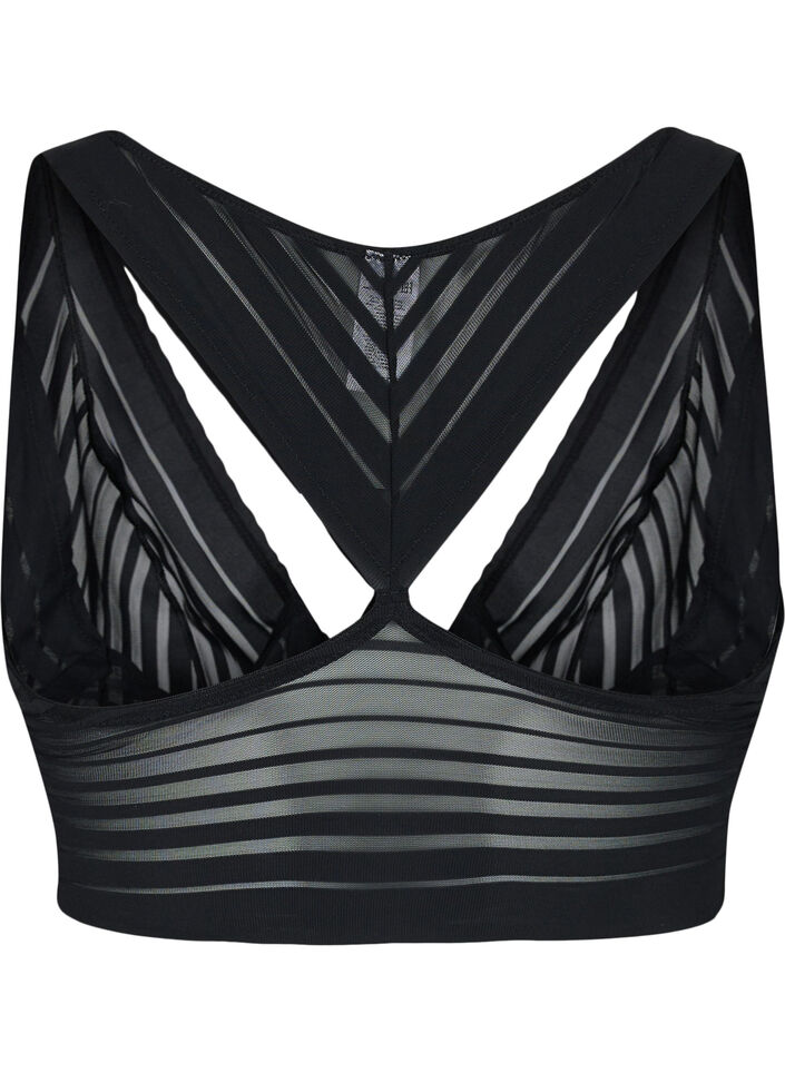 Soutien-gorge en mesh rayé, Black, Packshot image number 1