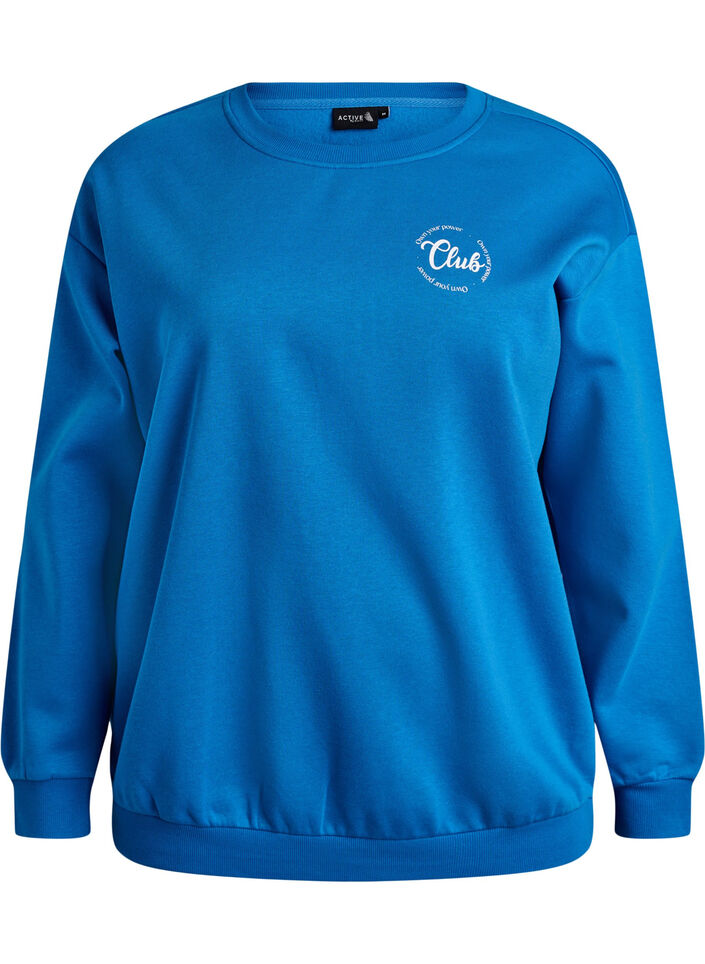 Sweatshirt avec imprim&eacute; texte, Bleu, Packshot