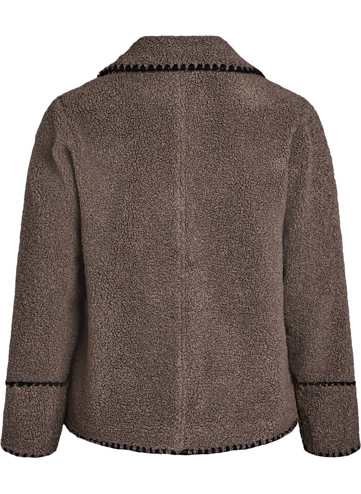 Veste teddy avec d&eacute;tails contrastants, Marron, Packshot image number 1