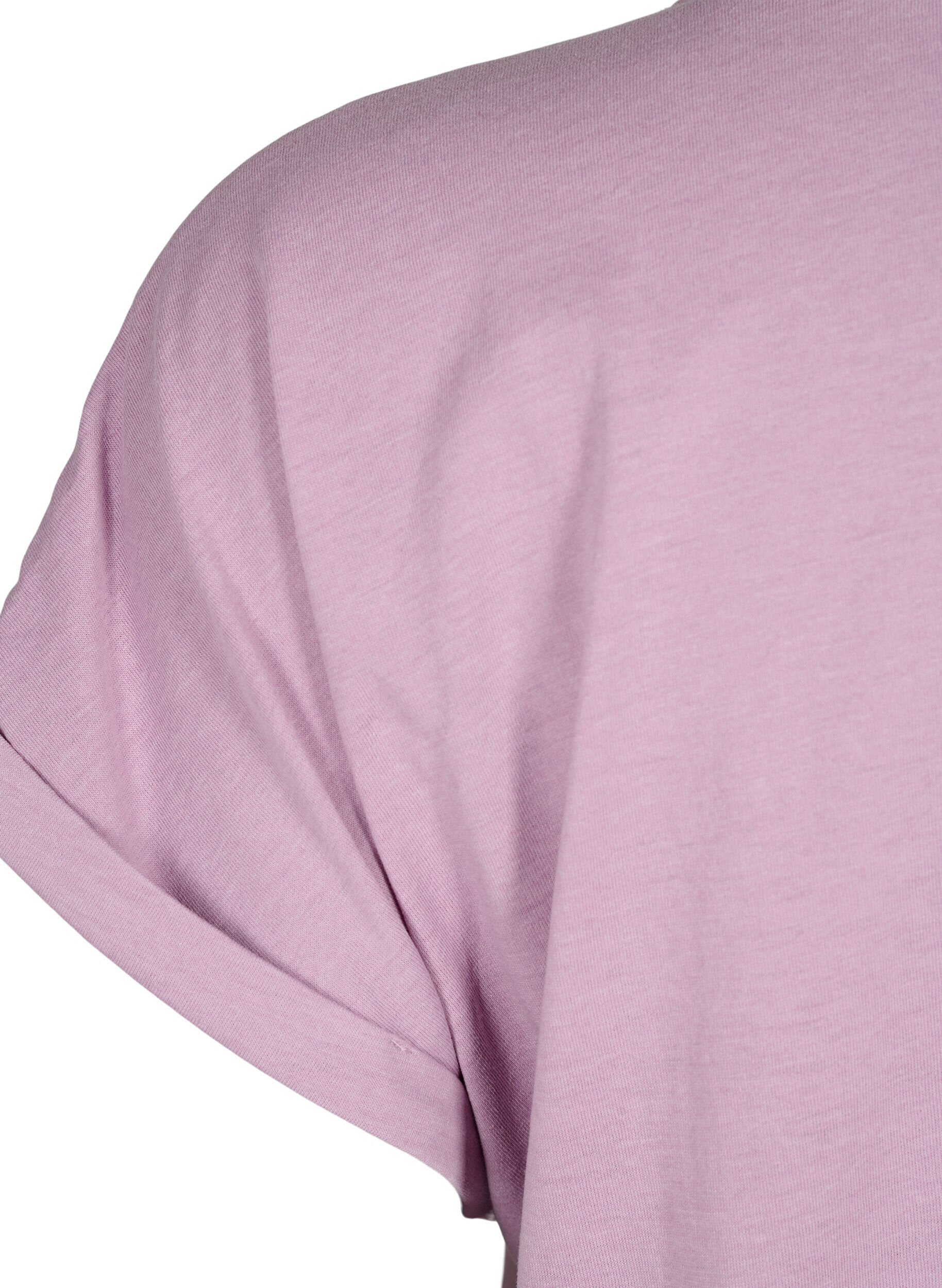 Zizzi T-shirt &agrave; manches courtes en coton m&eacute;lang&eacute;, Mauve, Packshot image number 3