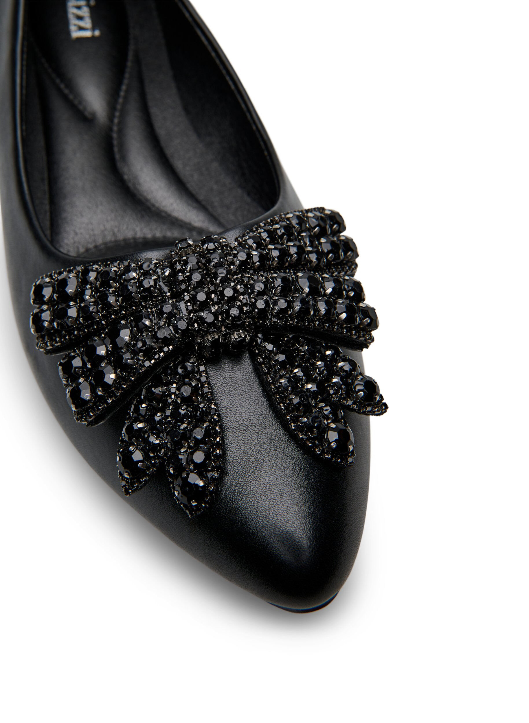 Zizzi Large - Ballerine avec n&oelig;ud et strass, Noir, Packshot image number 3