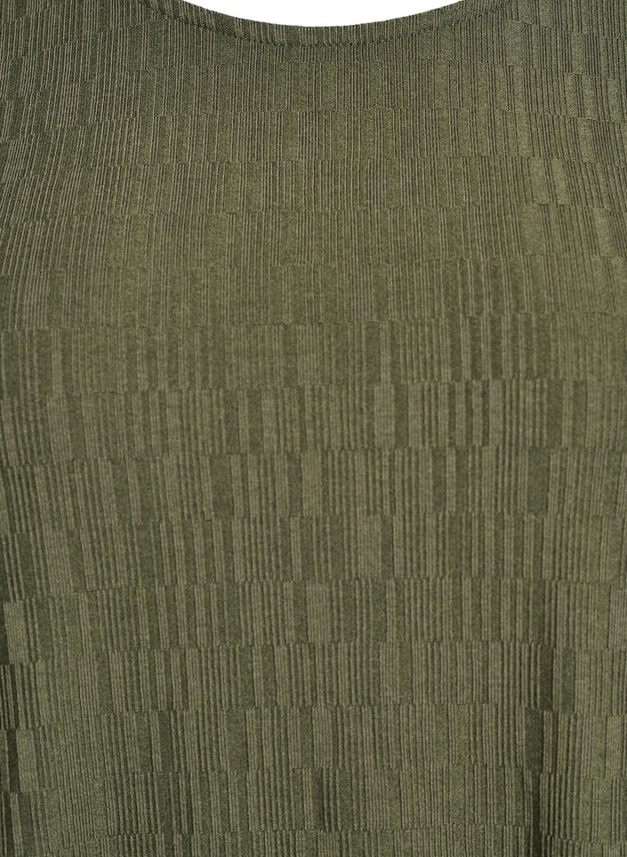Chemisier &agrave; texture et manches 3/4, Vert, Packshot image number 2