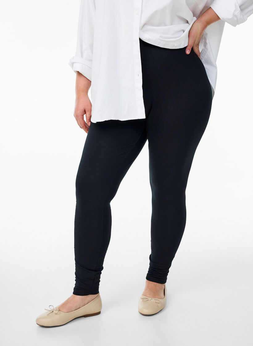 Leggings en coton avec doublure, Noir, Model image number 0
