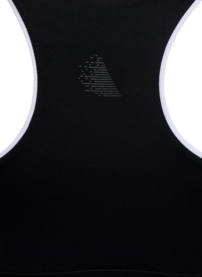 Brassière de sport à dos nageur avec finitions contrastantes, Noir, Packshot image number 3