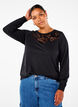Sweatshirt avec ornements en dentelle, Black, Model image number 0
