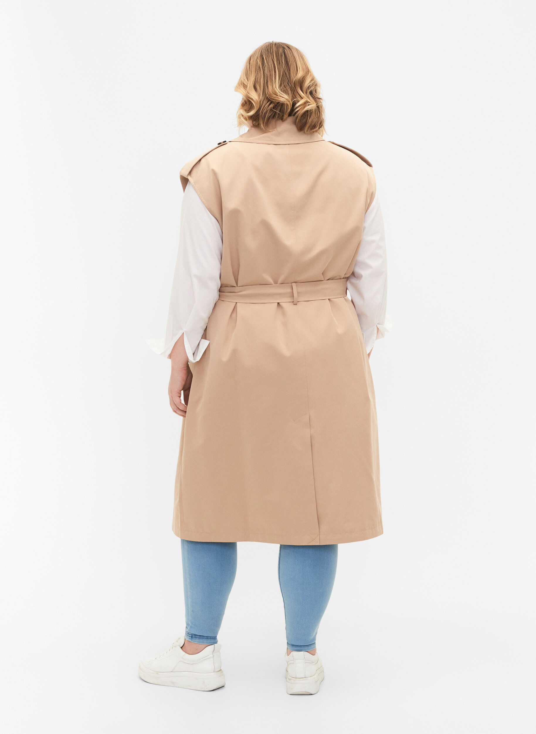 Zizzi Gilet long avec ceinture, Nomad, Model image number 1