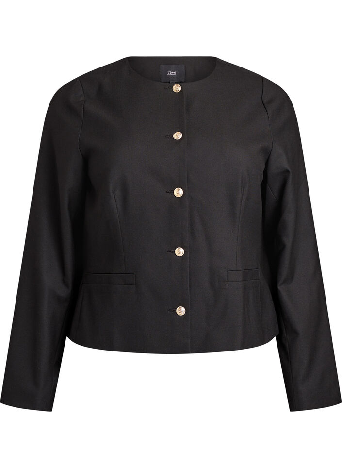 Veste courte avec boutons dorés, Noir, Packshot image number 0