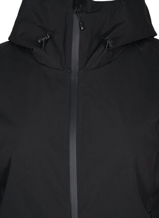 Veste de ski longue à capuche avec poches, Black w/Black, Packshot image number 2