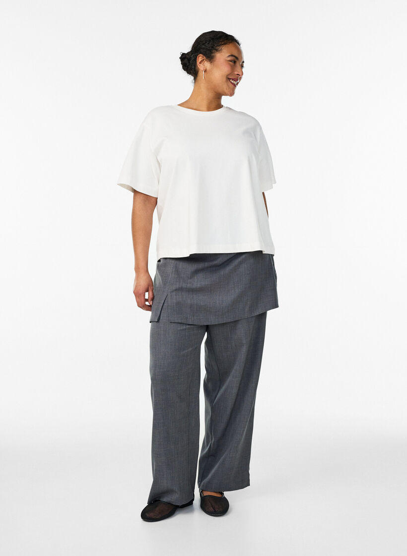 Pantalon coupe droite avec jupe, Gris anthracite, Model image number 0