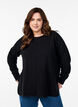 Chemisier en tricot avec col rond et motif tricot, Noir, Model image number 0