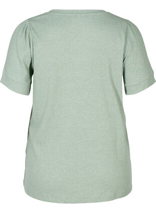 T-shirt côtelé à manches courtes en mélange de viscose, Lily Pad, Packshot image number 1