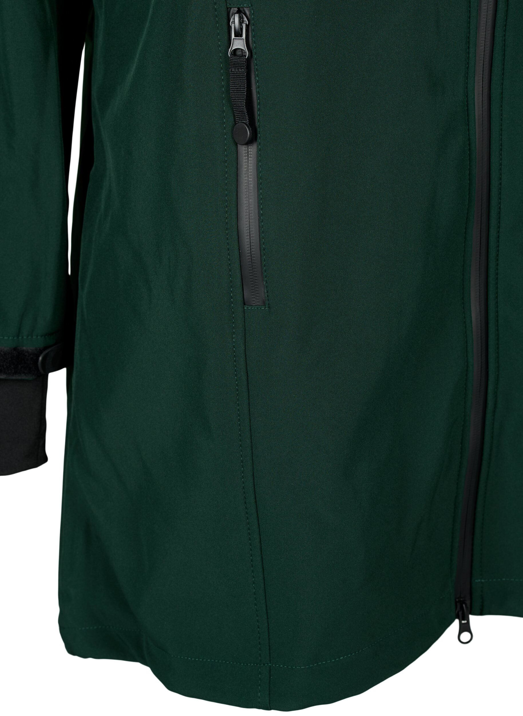 Zizzi Veste softshell avec capuche amovible, Vert fonc&eacute;, Packshot image number 3