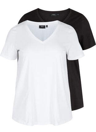 T-shirt basique en coton, lot de 2, Bright White, Packshot image number 0