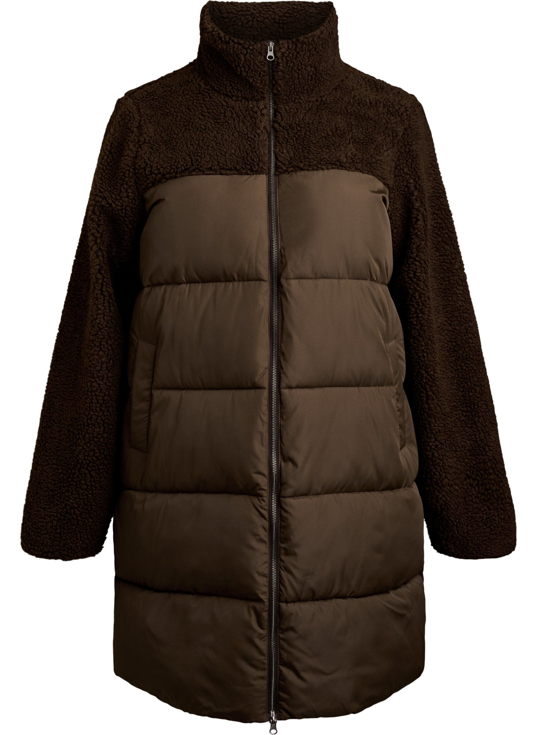 Doudoune mi-longue avec polaire teddy