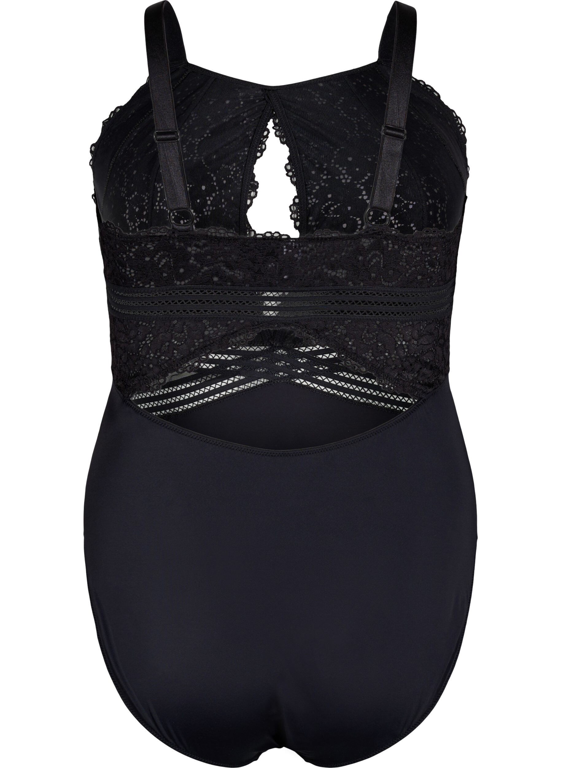 Zizzi Body avec dentelle et d&eacute;coupes, Black, Packshot image number 1