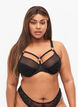 Soutien-gorge à motifs avec maille et cordons, Black, Model image number 0
