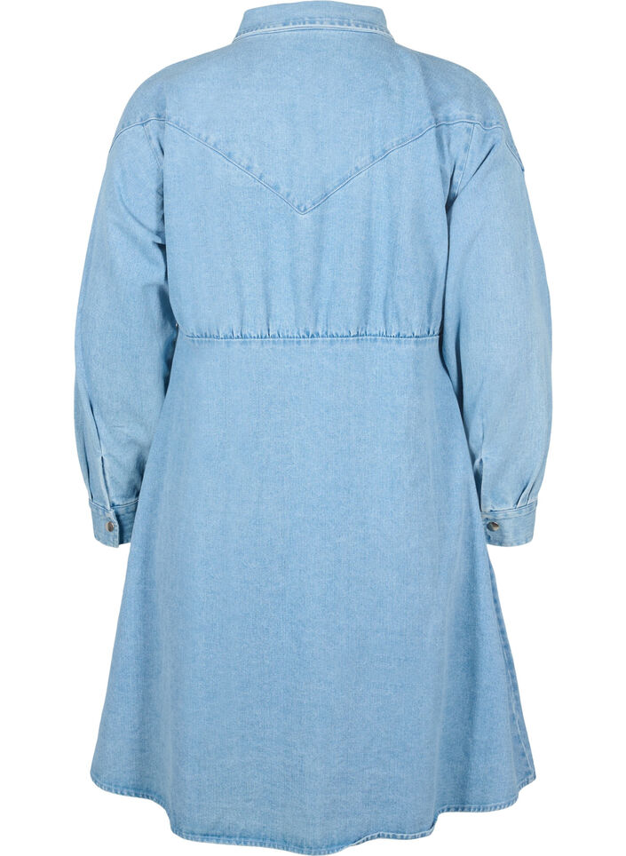 Robe Denim avec boutons et manches longues, Light blue denim, Packshot image number 1