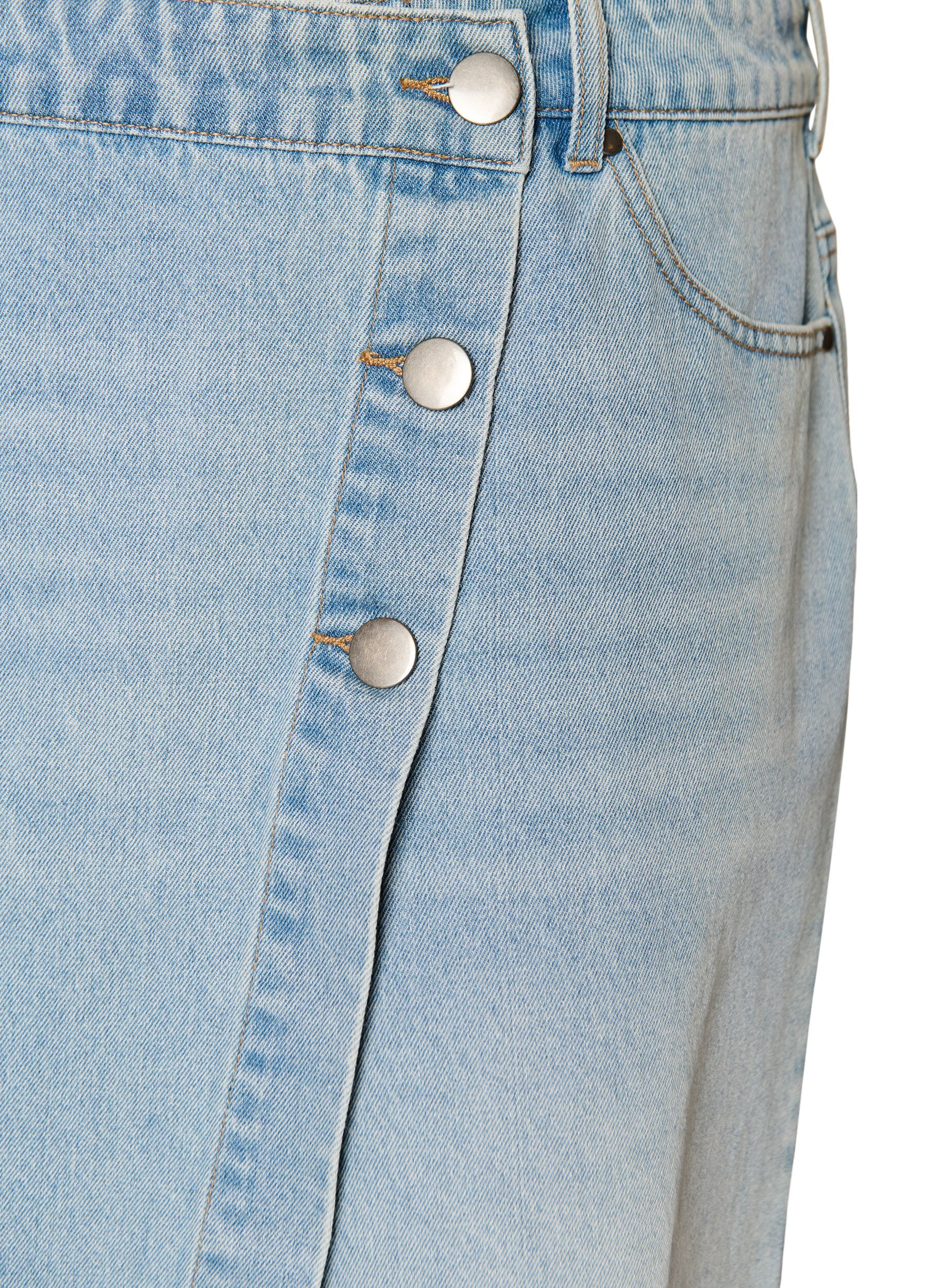 ZizziShort en denim effet portefeuille et taille haute, Bleu Clair, Packshot image number 2