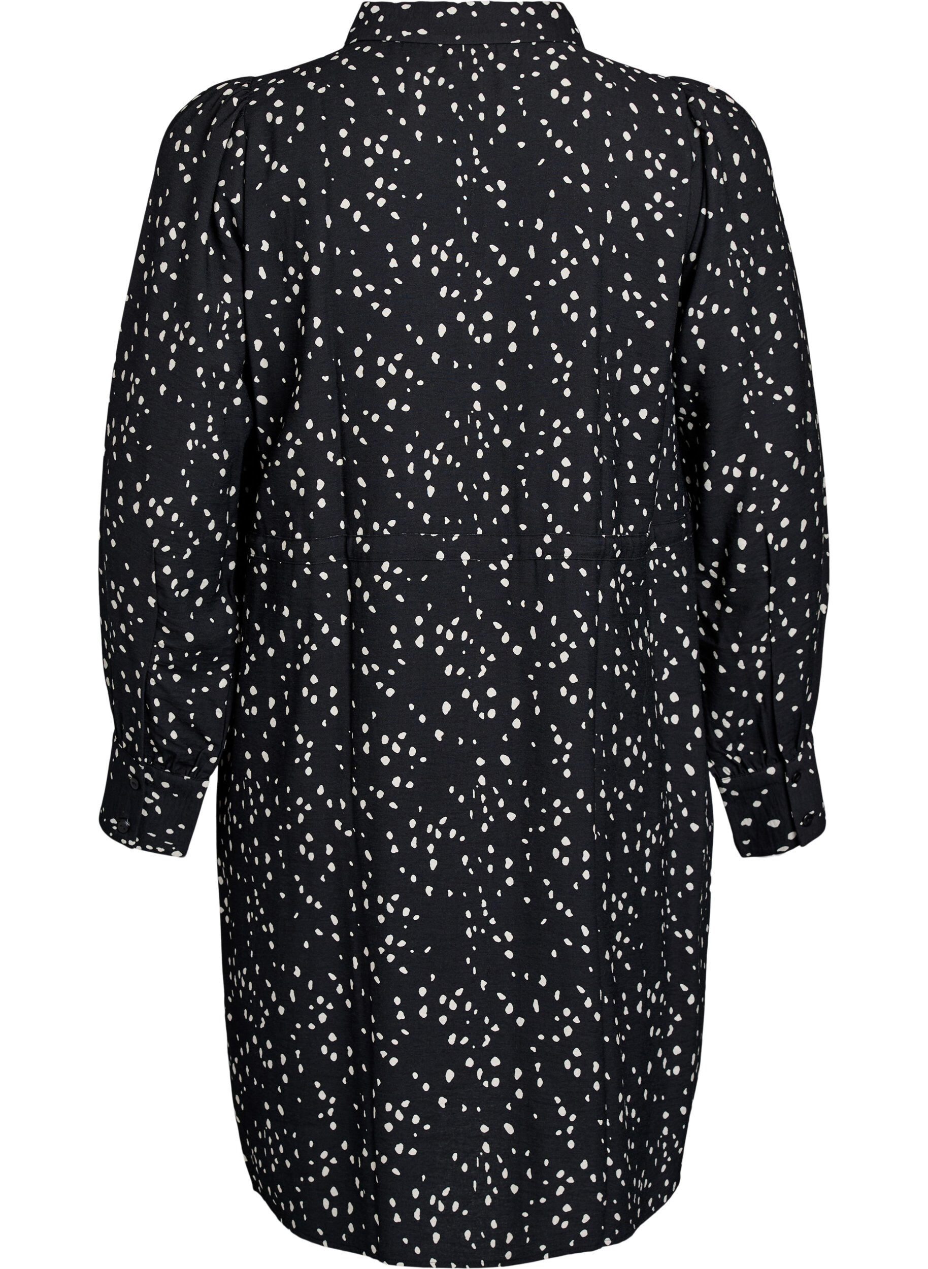 Zizzi Robe chemise imprim&eacute;e avec ceinture &agrave; nouer, Noir, Packshot image number 1