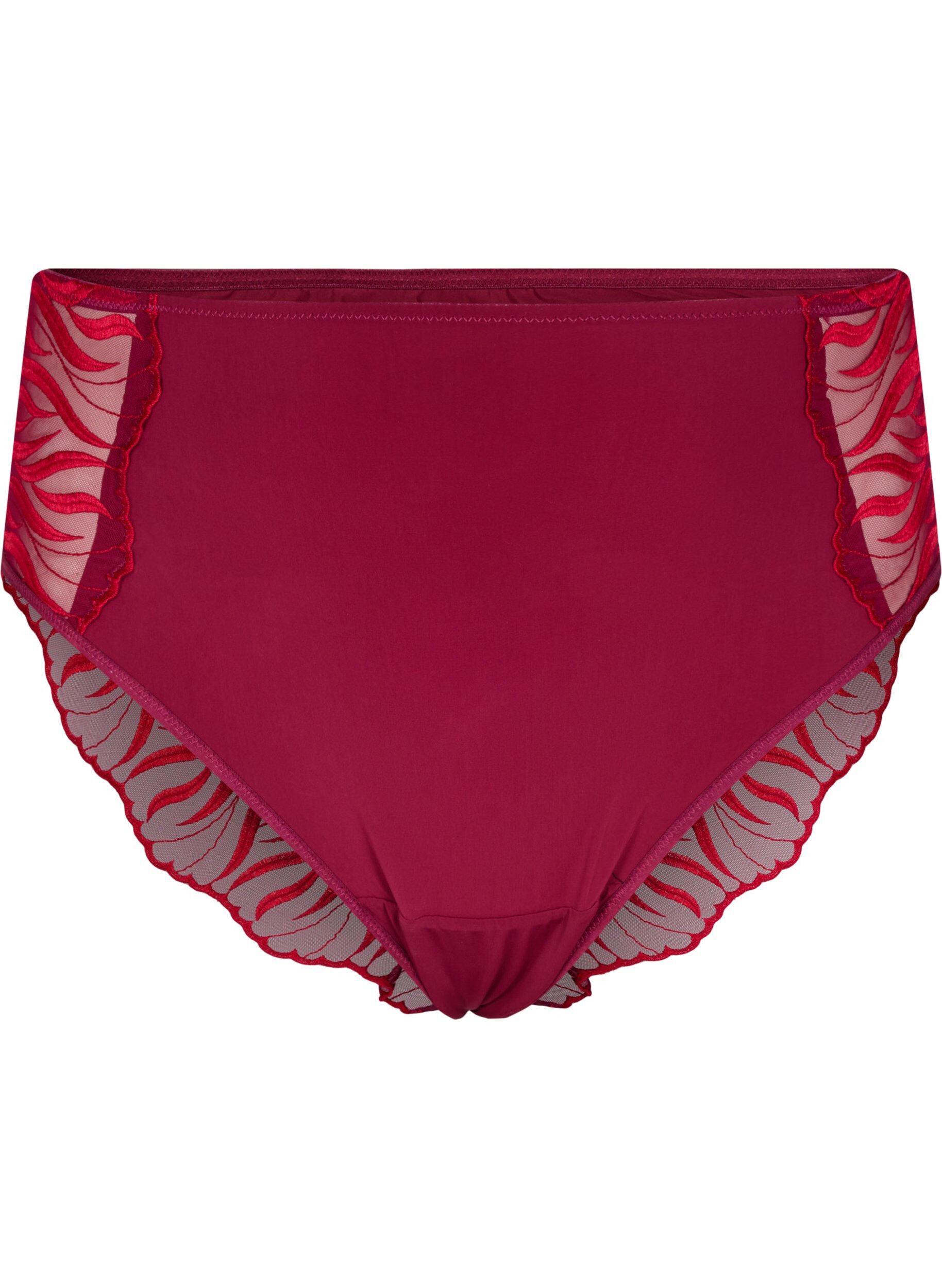 Zizzi Culotte tai avec broderie et taille r&eacute;guli&egrave;re, Rouge, Packshot image number 0
