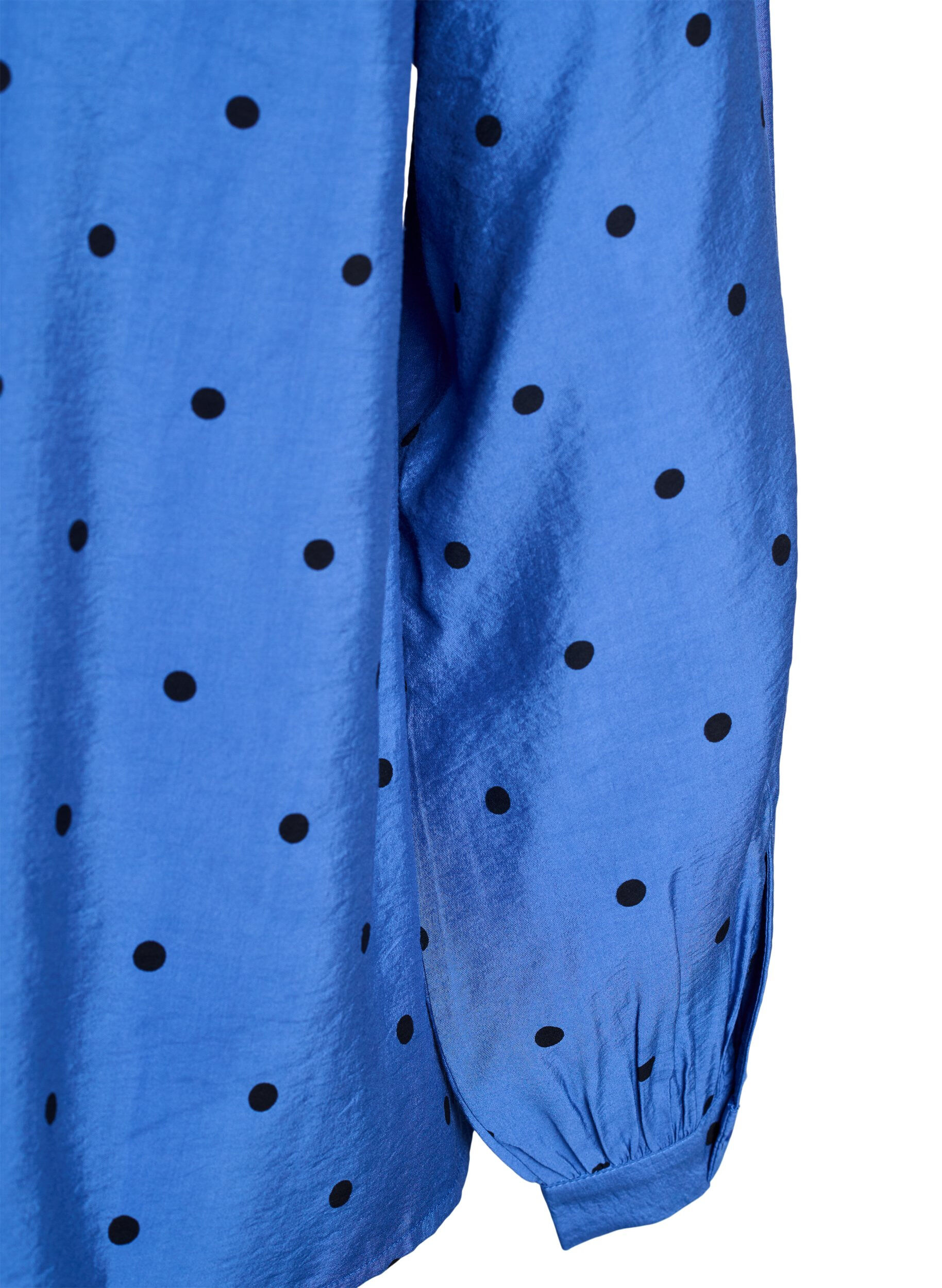 Zizzi Blouse &agrave; pois avec manches longues, Bleu, Packshot image number 3