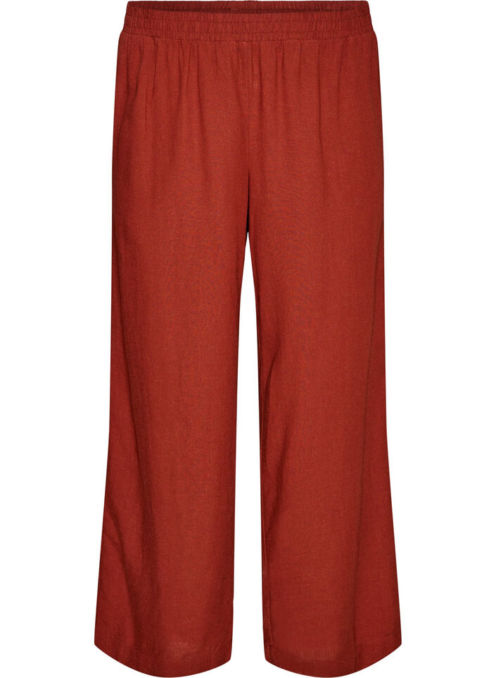 Pantalon large en lin et viscose, Bordeaux, Packshot