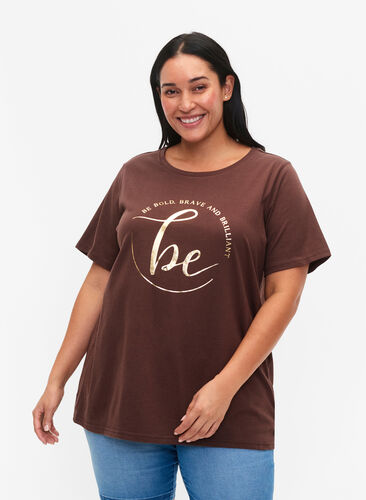 T-shirt en coton biologique avec impression , Chestnut W. Be GF, Model image number 0