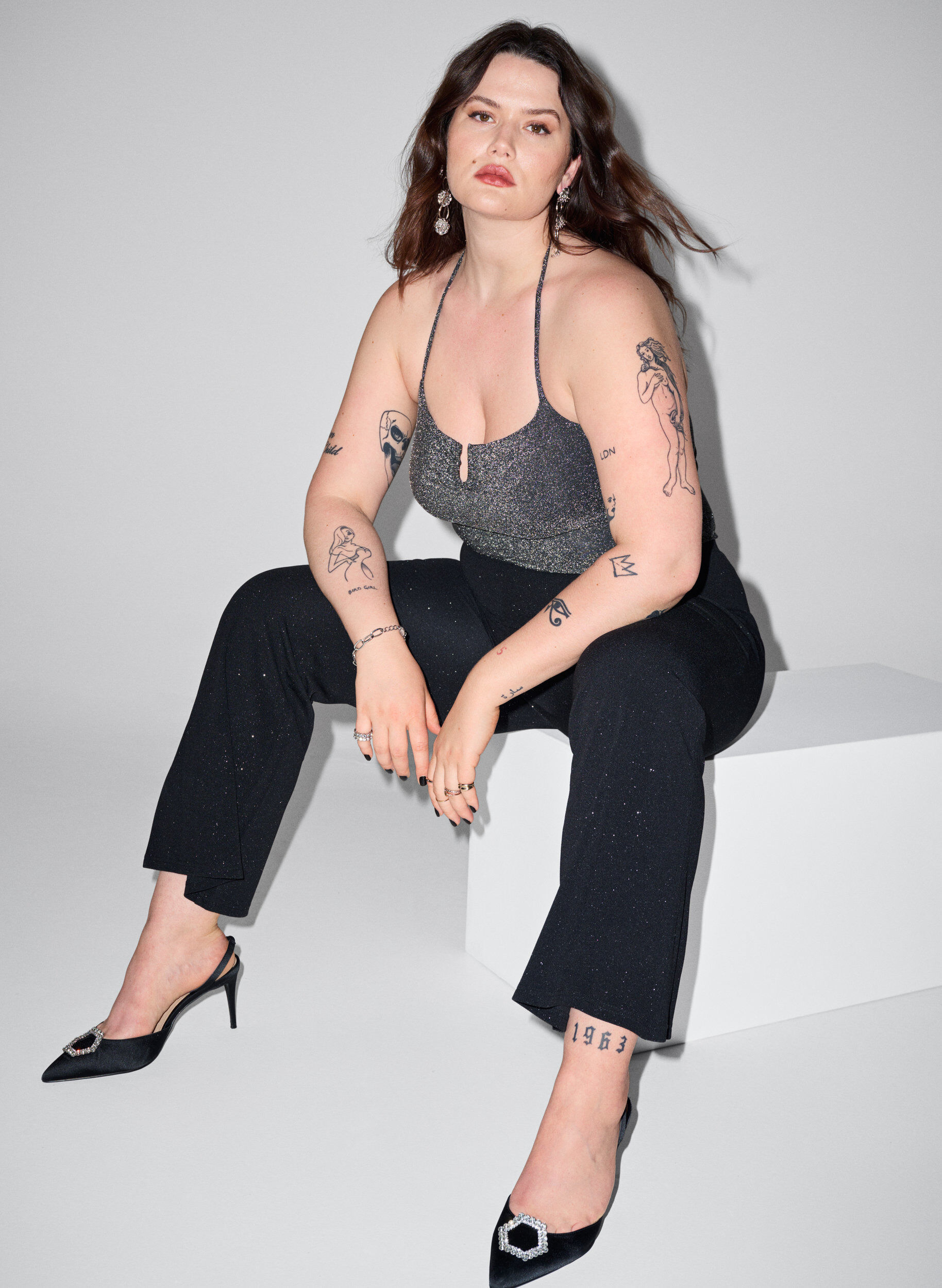 Zizzi Haut argent&eacute; sans manches, Black Silver, Image image number 0