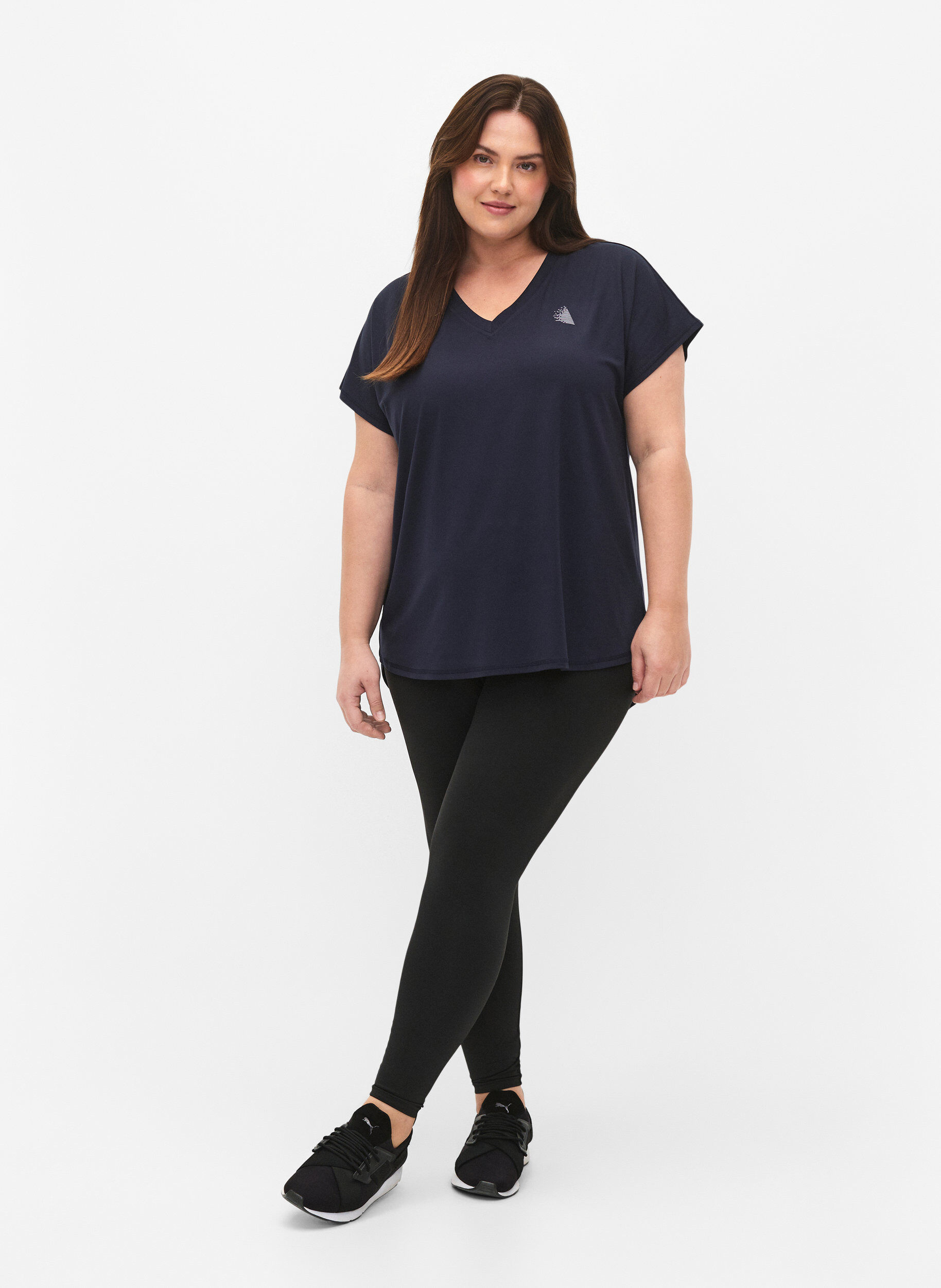 Zizzi T-shirt de sport avec col en V, Night Sky, Model image number 2