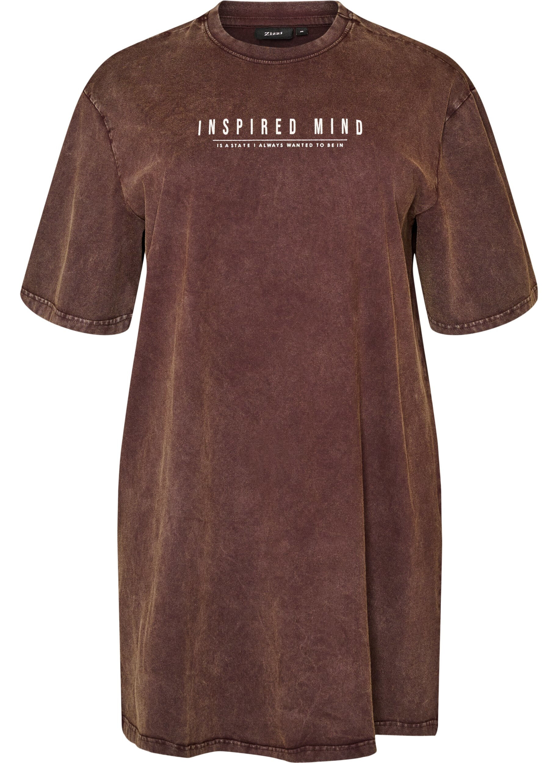 ZizziRobe T-shirt ample avec effet d&eacute;lav&eacute;, Marron, Packshot image number 0