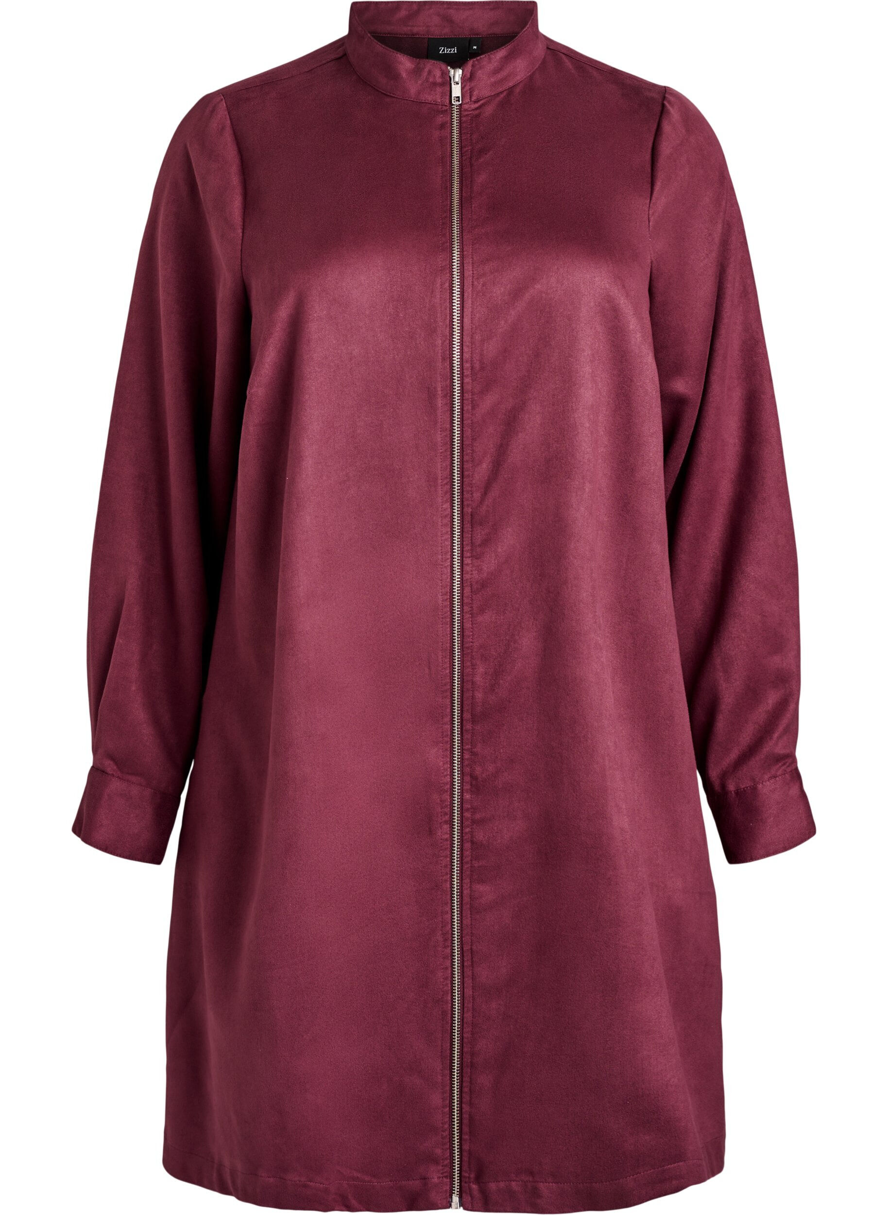 Longue chemise en faux su&egrave;de avec fermeture &eacute;clair