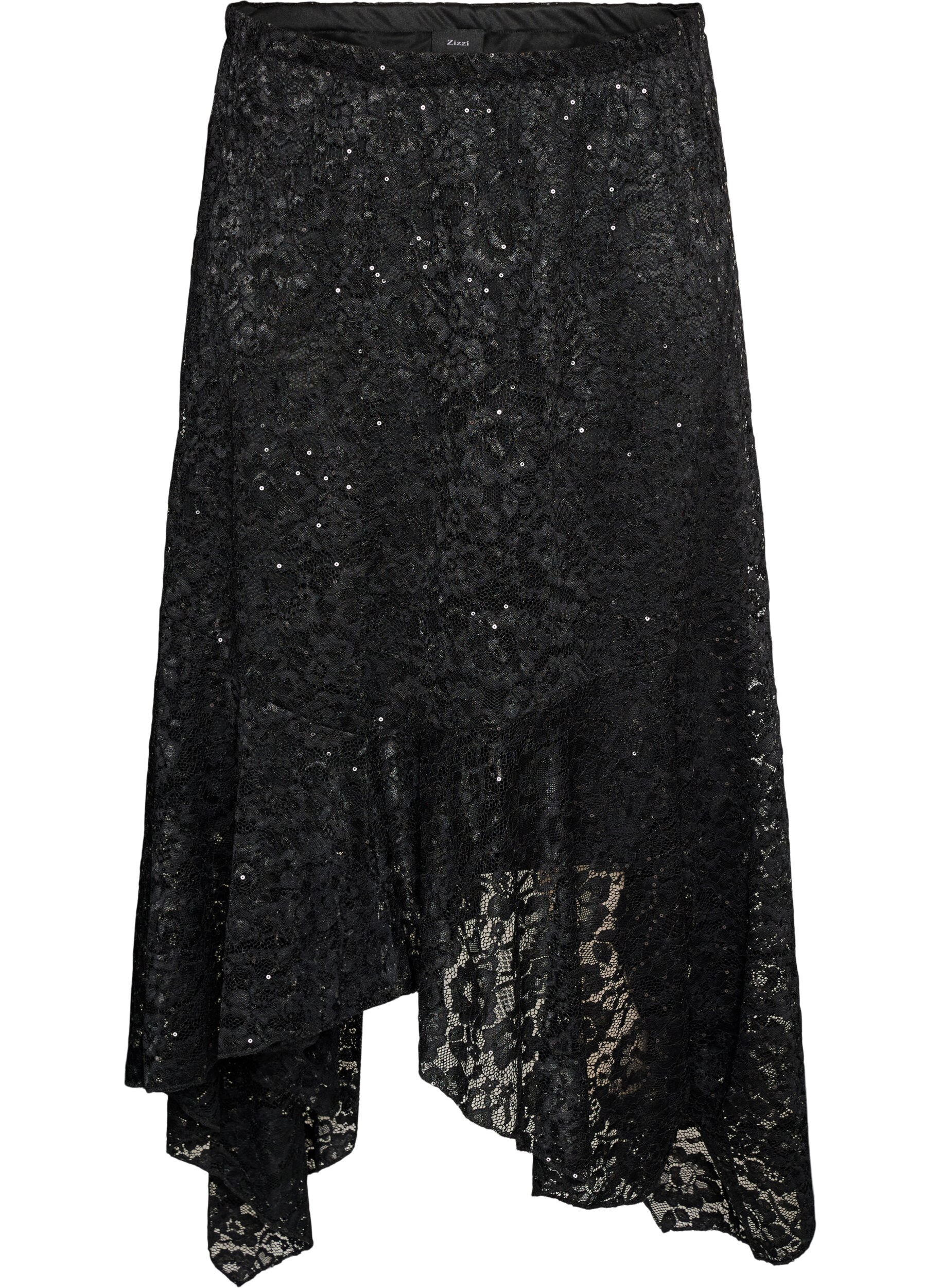 ZizziJupe midi en dentelle avec sequins, Noir, Packshot image number 0